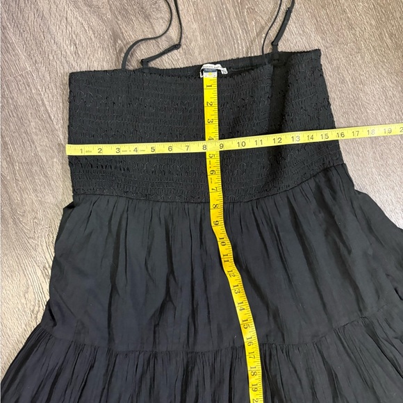 American Eagle XL Black Smocked Tiered Maxi Dress Lined Spaghetti Straps Pockets - Picture 14 of 15